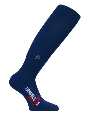 Travelsox TSS6000 Patented Graduated Compression Performance Travel & Dress Socks With DryStat OTC Pairs, Navy, Small