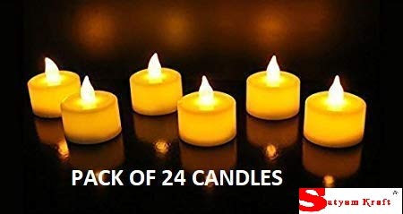 SATYAM KRAFT Plastic LED Tea Light Candle Diya for Diwali Decoration(White, Box of 24)
