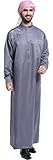 Ababalaya Men's Long Sleeve Mock Neck Embroidered Muslim Thobes Dishdasha Easter Wear