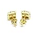 Mens Ladies 10k Yellow Gold Designer Square Micro Pave Diamond Earrings Studs