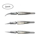 Precision Reverse ceramic stainless steel Tweezers Cross Lock Soldering Tool/for Electronics, Jewelry-Making, Laboratory Work，Non-Conductive Anti-Static Highly Heat Resistant