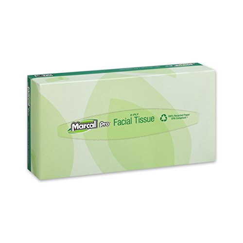 Marcal Pro Facial Tissue - 100 Tissues in a Flat Tissue Box - 100% Recycled Soft Tissue Paper - 30 Boxes Per Case 02930 - Thumbnail 2