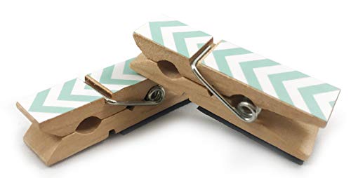 Loddie Doddie 8 Count Clothes Pin Magnets | Chevron- Teal. Perfect for Office Decor and Classrooms