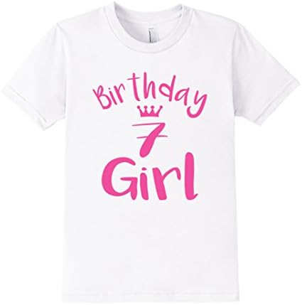 Kids Birthday Girl Vintage 7th Birthday Gift T-Shirt For Girls 8 White