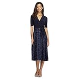 Alex Evenings Women's Tea Length Jersey and Rosette