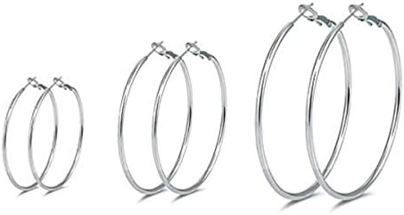 3 Pairs Sterling Silver Hoop Earrings