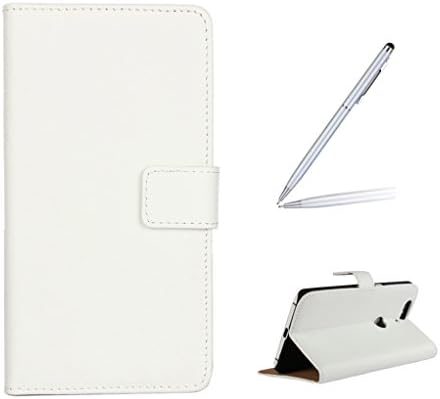 Trumpshop Smartphone Protective Case for Huawei Google Nexus 6P + White + Ultra Silm Premium Genuine Leather Smartphonecase Flip Wallet Cover Bookstyle Card Slots Stand Feature Shockproof