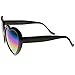 zeroUV Womens Oversized Rainbow Color Mirror Lens Heart Shape Sunglasses (Black Rainbow)
