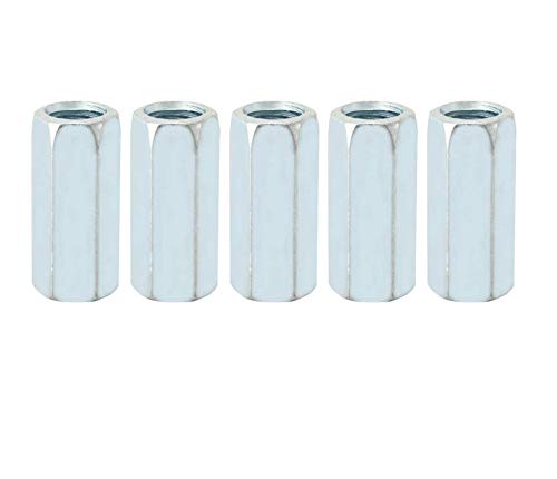 M12*40 5pcs Long Hex Nuts Long Rod Coupling Nut Threaded Fasteners Zinc Plated Carbon Steel Connecting Cap Joint Nut (17mm)