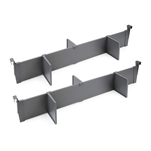 Emuca - Adjustable Drawer Organiser kit, Accessories Drawer dividers 900mm (35,4 inch), Aluminium, Anthracite Grey.