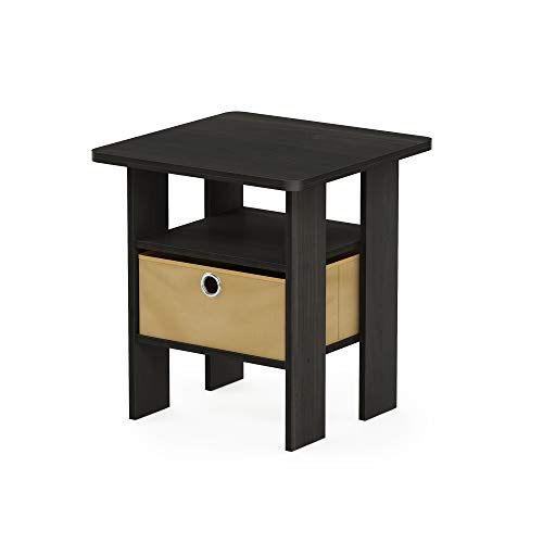 Furinno Andrey End Table / Side Table / Night Stand / Bedside Table with Bin Drawer, Espresso