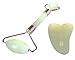 TAI CHI ME Premium 100% Natural XIUYAN Jade Roller for Face + Gua Sha Stone Massager Set, Real Facial Jade Roller (set of 2)
