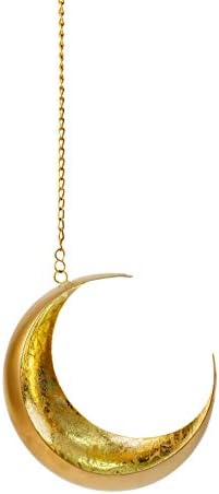 Jazzy Soul Moon Decor Art Hanging โ Boho Shabby Chic Home Decor Eclectic Accessory: Votive Tea Candle Holder, Cone Incense Burner, Metal Plant Hanger and Nursery Wall Design