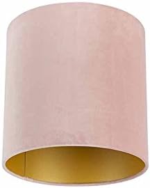 qazqa algodon pantalla terciopelo rosa 25 25 25 interior dorado redonda cilindrica pantalla lampara colgante pantalla lampara de pie