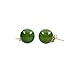 Trustmark 14K Yellow Gold 4mm Natural Nephrite Green Jade Ball Stud Post Earrings