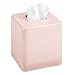 mDesign Metal Square Tissue Box Cover, Modern Facial Paper Holder - Accessories for Bathroom Vanity Countertop, Bedroom Dresser, Night Stand, Desk, Office, End Table - Unity Collection - Light Pink