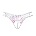 GIRLADY Open Crotch G String Panties for Women Sheer Lace Thong Embroidery Intimates Rhinestone Pendants Brief Sexy Underwear (White/Pink 2)