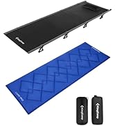 Kingcamp コット キャンプ マット付き アウトドアベッド 耐荷重1kg マットセット 軽量 組立簡単 収納コンパクト 折りたたみ キャンピングベッド 簡易枕と収納バッグ付き 防災 お昼寝 野外 航空アルミ 開催中