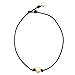 Single Cultured Freshwater Pearl Necklace Choker for Women Genuine Leather Jewelry Handmade 16'' Brown