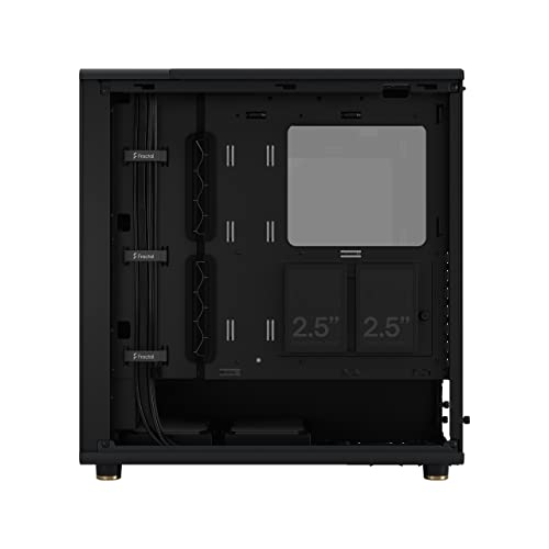 Fractal Design North Charcoal Black Tempered Glass Dark - Wood Walnut Front - Glass Side Panel - Two 140Mm Aspect Pwm Fans Included - Type C Usb - Atx Airflow Mid Tower Pc Gaming Case - View 14