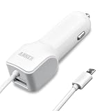 Anker 18W / 3.6A Car Charger with Built-in Micro USB Cord for Android - The First and Only Adapter to Deliver Simultaneous, Full-Speed Charges to iPads and Smartphones