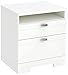 South Shore Reevo 2-Drawer Nightstand, Pure White with Matte Nickel Handles