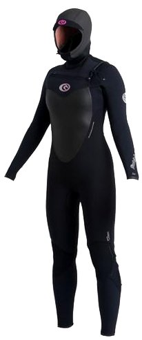 Rip Curl Women's 5/4mm Flash Bomb Chest Zip Suit, 8, Black/Black