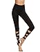 SweatyRocks Women Legging Cutout Tie Cuff Slim Yoga Pants Jogger Workout Tights, Black, Large