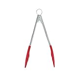 Cuisipro 12-Inch Silicone Tongs With Teeth, Red