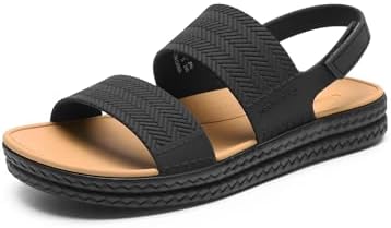 Damen Wasser Sandalen Bequeme Flache Strand Plattform Elegante Sommer Gehschuhe,Size 35,Schwarz,SDFS26006W
