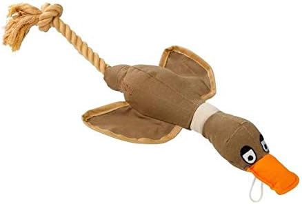 House of Paws Extra Large Coco Duck, Cotton Canvas Thrower Dog Toy with Rope and Squeaker, 32cm x 67cm x 11cm