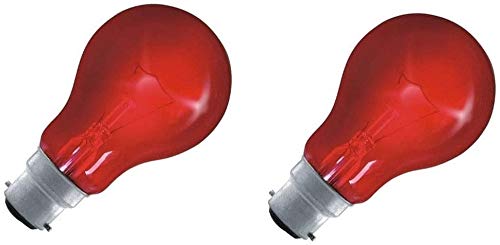 UTIZ Fireglow Light Bulbs 60W BC/B22 Red Glow GLS Incandescent Lamps Pack of 2