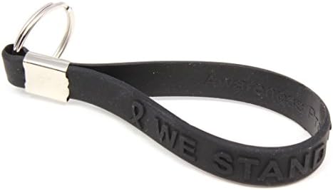 Black Awareness Ribbon Awareness Silicone Key Chain 12 Pack