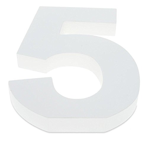 6" Classic Font White Color Wooden Number 5