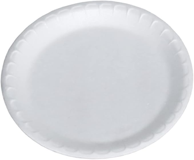 10Inch Plain Disposable Foam Round Plates, White (Pack of 25 Plates