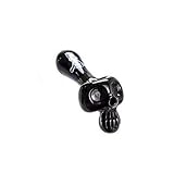 SMKPIP Pipe,Handmade 4.4 Inch Long Newest Art Collection Style Black Skull Bub Glass