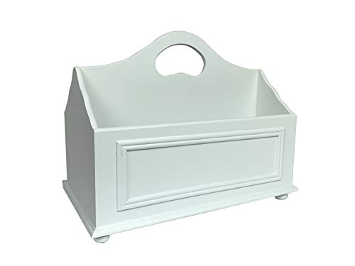 Designstyles Two Pocket Magazine Holder - White Standing Durable Wooden Storage Basket for Books, Newspapers, Files, and Folders - Stylish Look for Any Room