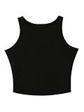 Persun Women's Black Basic Elastic Sleeveless Plain Crop Top