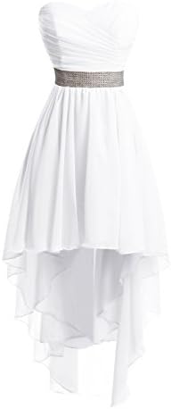 Chengzhong Sun Women High Low Lace Up Prom Party Homecoming Dresses (10, White)