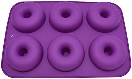 Cake Decorating Moulds Silicone routinfly 6-Cavity Donut Baking Mould Cake Decoration Tools Soap Fondant Moulds For DIY Crafts Muffin Chocolate Cookie Baking Mould, Lila B, 1pcs