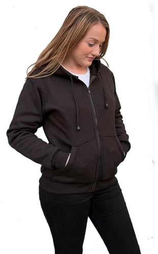 Bikers Gear Australia Ladies Black Crossfire Fully Kevlar Lined Hoodie Motorcycle Jacket with 1621-1 5Piece Removable Armour, Black, 16