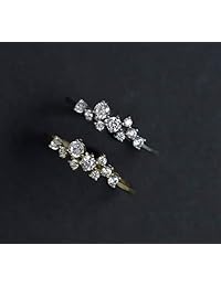 Anillo de plata de ley con diamantes incrustados en color rubio para mujer