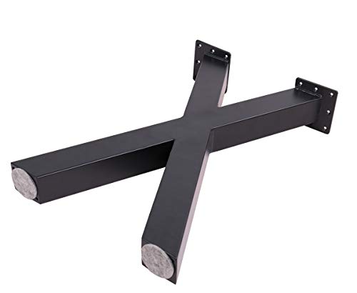 ECLV 18" Dining Bench Legs, X-Shaped Steel Table Legs, Coffee Table Legs,Computer Desk Legs,Industrial Kitchen Table Legs,Set of 2,Black (Black)