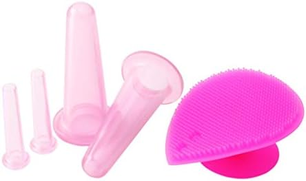 5pcs Silicone Face Eye Cupping Jar Facial Massage Cups with Cleansing Brush