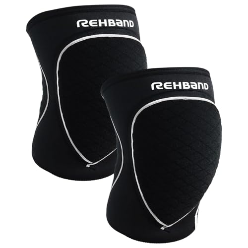 Rehband Knieschützer für Volleyball, Handball & Hallensport, Neopren Knieschoner komfortabel & enganliegend, Sport-Knieprotektor für Damen & Herren, Farbe:Schwa