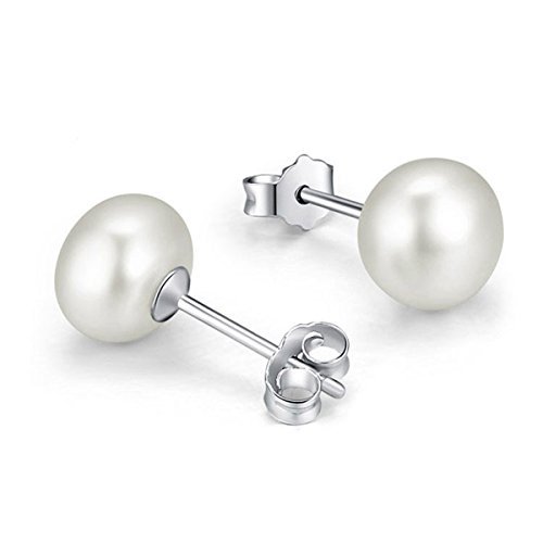 Round Button Stud Freshwater Cultured Pearl Earrings