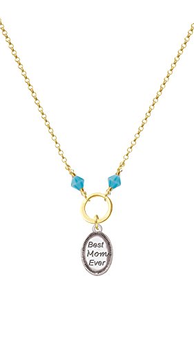 Best Mom Ever Oval - Ash Blue Gold Tone Eternity Circle Necklace