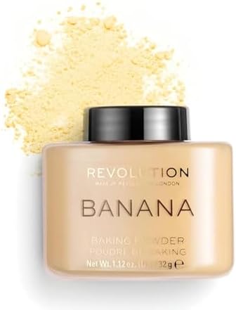 Makeup Revolution Loose Baking Powder, Banane – Make-up Fixierpuder, 32 G (2er Pack), Für Mittlere Hauttöne