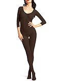 Amoretu Womens Stretchy Long Sleeves Crotchless Bodystocking Lingerie Black