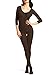 Amoretu Womens Stretchy Long Sleeves Crotchless Bodystocking Lingerie Black